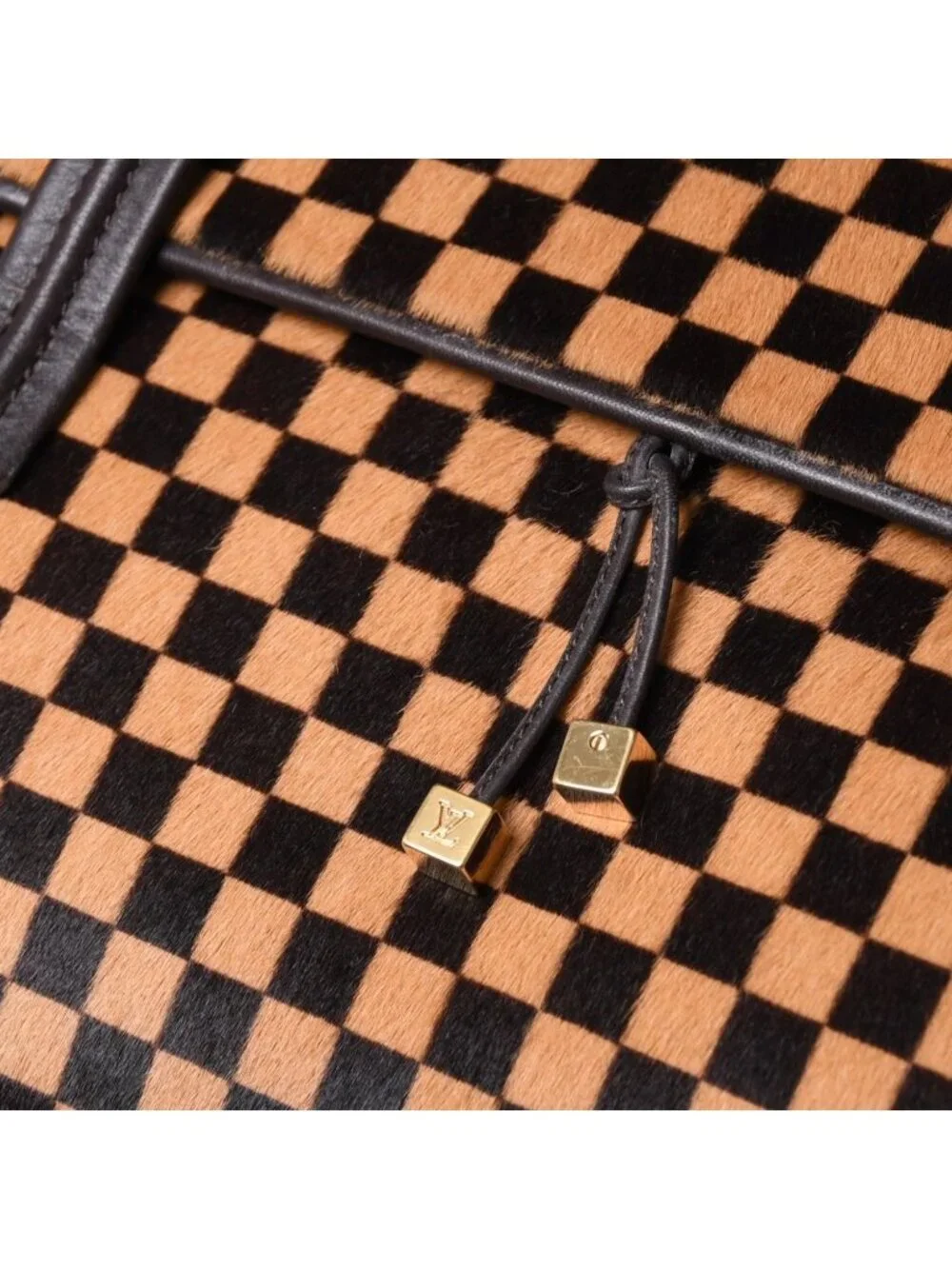 Louis Vuitton Lion Handbag Brown Leather Damier Sauvage Gold